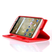 LG V10 Gizli Mıknatıslı Pencereli Magnum Kılıf Kırmızı - 2