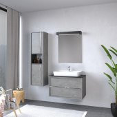 Denko Matia 80 cm MDF Retro Gümüş Banyo Dolabı Takımı ve Boy Dolabı - 1