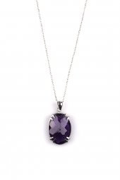 Ametist Doğal Taş 925 Ayar Gümüş Kolye thumbnail 1