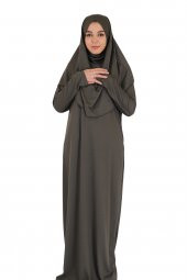 KOYU HAKİ FERMUARSIZ NAMAZ ELBİSESİ - 1