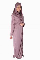 YENİ GÜL KURUSU FERMUARLI NAMAZ ELBİSESİ - 2