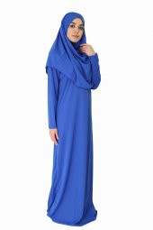 SAKS MAVİSİ FERMUARSIZ NAMAZ ELBİSESİ - 3
