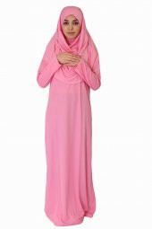 ŞEKER PEMBE FERMUARSIZ NAMAZ ELBİSESİ - 1