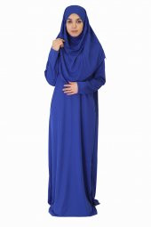 KOYU MAVİ FERMUARSIZ NAMAZ ELBİSESİ - 1