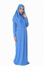AÇIK GÖK MAVİSİ FERMUARSIZ NAMAZ ELBİSESİ - 3