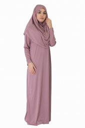 YENİ GÜL KURUSU FERMUARSIZ NAMAZ ELBİSESİ - 3