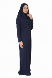 KOYU LACİVERT FERMUARLI NAMAZ ELBİSESİ - 1