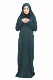 ZÜMRÜT YEŞİL FERMUARSIZ NAMAZ ELBİSESİ - 1
