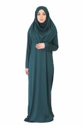 ZÜMRÜT YEŞİL FERMUARSIZ NAMAZ ELBİSESİ - 2