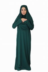 KOYU YEŞİL FERMUARSIZ NAMAZ ELBİSESİ - 1