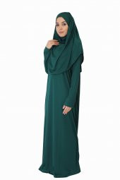 KOYU YEŞİL FERMUARSIZ NAMAZ ELBİSESİ - 3