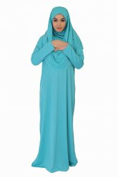 CAM GÖBEĞİ MAVİSİ FERMUARSIZ NAMAZ ELBİSESİ - 1