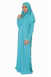 CAM GÖBEĞİ MAVİSİ FERMUARSIZ NAMAZ ELBİSESİ - 2