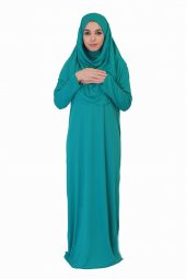 PETROL YEŞİLİ FERMUARSIZ NAMAZ ELBİSESİ - 1