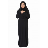 MEDİNE İPEĞİ SİYAH FERMUARLI NAMAZ ELBİSESİ - 1