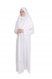 BEYAZ FERMUARLI NAMAZ ELBİSESİ - 1