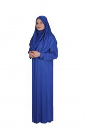 SAKS MAVİSİ FERMUARLI NAMAZ ELBİSESİ - 1