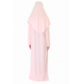 AÇIK TOZ PEMBE FERMUARLI NAMAZ ELBİSESİ - 1