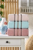 Semecca Lia Soft  Bordürü Serisi 3lü Havlu Seti 50x85 - 2