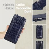 Glary GL200DB 1.Sınıf Kalite Hakiki Deri Portmone Unisex Boyun Askılı Pasaport ve Telefon Cüzdanı-Lacivert - 2