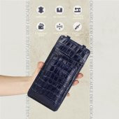 Glary GL200DB 1.Sınıf Kalite Hakiki Deri Portmone Unisex Boyun Askılı Pasaport ve Telefon Cüzdanı-Lacivert - 3