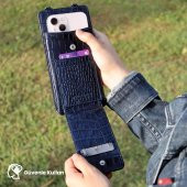 Glary GL200DB 1.Sınıf Kalite Hakiki Deri Portmone Unisex Boyun Askılı Pasaport ve Telefon Cüzdanı-Lacivert - 5