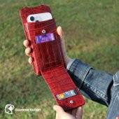 Glary GL200RD 1.Sınıf Kalite Hakiki Deri Portmone Unisex Boyun Askılı Pasaport ve Telefon Cüzdanı-Kırmızı - 5