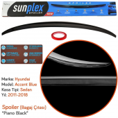 Sunplex Hyundai Accent Blue Bagaj Üstü Spoiler Piano Black 2011-2018 thumbnail 3