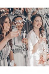 Rose Gold Renk Team Bride Yazılı Konsept Bekarlığa Veda Partisi Karton Gözlük 10 Adet - 1