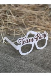 Rose Gold Renk Team Bride Yazılı Konsept Bekarlığa Veda Partisi Karton Gözlük 10 Adet - 4