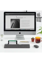 Logitech Slim Kablosuz Gri Bluetooth & Usb Q Türkçe Klavye Bluetooth thumbnail 2