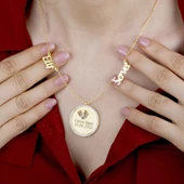 Vaoov 925 Ayar Gümüş El Ayak Izli Çift Isim Doğum Kolyesi thumbnail 1