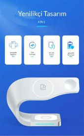 SHAZA 4in1 Megsafe 15W Hızlı Kablosuz Şarj İstasyonu İphone Airpods Watch Uyumlu Beyaz - 6