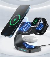 SHAZA 4in1 Megsafe 15W Hızlı Kablosuz Şarj İstasyonu İphone Airpods Watch Uyumlu Beyaz - 3