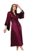FAAL SATEN DANTELLİ UZUN SABAHLIK KİMONO 5901 - 8