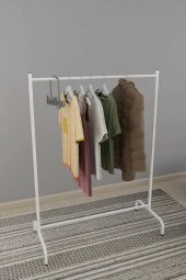 Bofigo Konfeksiyon Askısı Ayaklı Askılık Elbise Askılığı Beyaz - 3