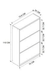 Bofigo Düşer Kapak Ayakkabılık Kayar Raflı Ayakkabılık 3 Bölmeli Ayakkabılık Çam - 8