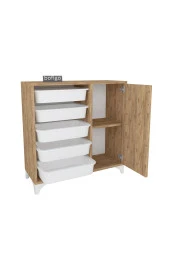 Bofigo 5 Sepetli Dolap Çok Amaçlı Dolap Oyuncak Dolabı Kayra Çam - 4