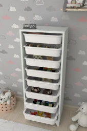 Bofigo 8 Sepetli Dolap Çok Amaçlı Dolap Oyuncak Dolabı Dora Beyaz - 2