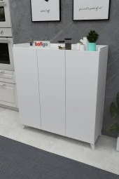 Bofigo 3 Kapaklı Çok Amaçlı Dolap Çok Amaçlı Mutfak Dolabı Banyo Dolabı Ayakkabılık Beyaz - 2