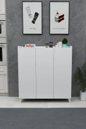 Bofigo 3 Kapaklı Çok Amaçlı Dolap Çok Amaçlı Mutfak Dolabı Banyo Dolabı Ayakkabılık Beyaz - 3