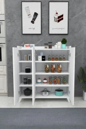 Bofigo 3 Kapaklı Çok Amaçlı Dolap Çok Amaçlı Mutfak Dolabı Banyo Dolabı Ayakkabılık Beyaz - 4