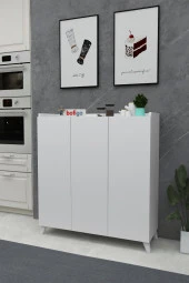 Bofigo 3 Kapaklı Çok Amaçlı Dolap Çok Amaçlı Mutfak Dolabı Banyo Dolabı Ayakkabılık Beyaz - 1