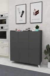 Bofigo 3 Kapaklı Çok Amaçlı Dolap Çok Amaçlı Mutfak Dolabı Banyo Dolabı Ayakkabılık Antrasit - 1