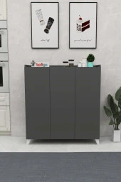 Bofigo 3 Kapaklı Çok Amaçlı Dolap Çok Amaçlı Mutfak Dolabı Banyo Dolabı Ayakkabılık Antrasit - 3