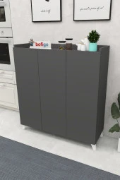 Bofigo 3 Kapaklı Çok Amaçlı Dolap Çok Amaçlı Mutfak Dolabı Banyo Dolabı Ayakkabılık Antrasit - 2