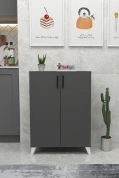 Bofigo 4 Raflı Çok Amaçlı Dolap Çok Amaçlı Mutfak Dolabı Banyo Dolabı Ceren Antrasit - 3
