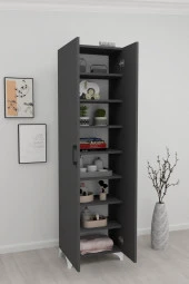 Bofigo 8 Raflı 2 Kapaklı Çok Amaçlı Mutfak Dolabı Banyo Dolabı Çok Amaçlı Dolap Cemre Antrasit - 3