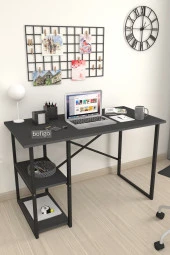 Bofigo 60x120 cm 2 Raflı Çalışma Masası Bilgisayar Masası Ofis Ders Yemek Masası Antrasit - 2