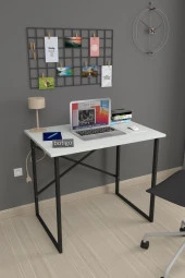 Bofigo 60x90 cm Çalışma Masası Bilgisayar Masası Ofis Ders Yemek Masası Beyaz - 1